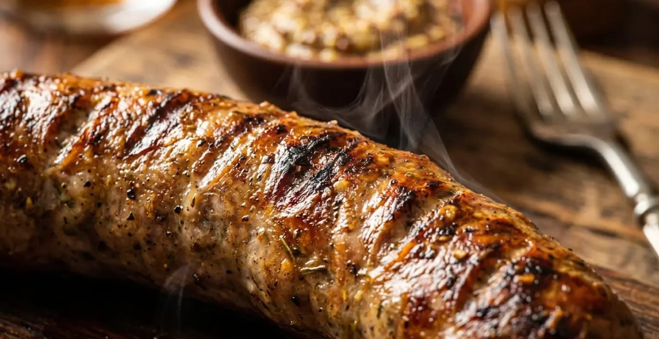 Présentation traditionnelle d'une andouillette dans un bistrot français