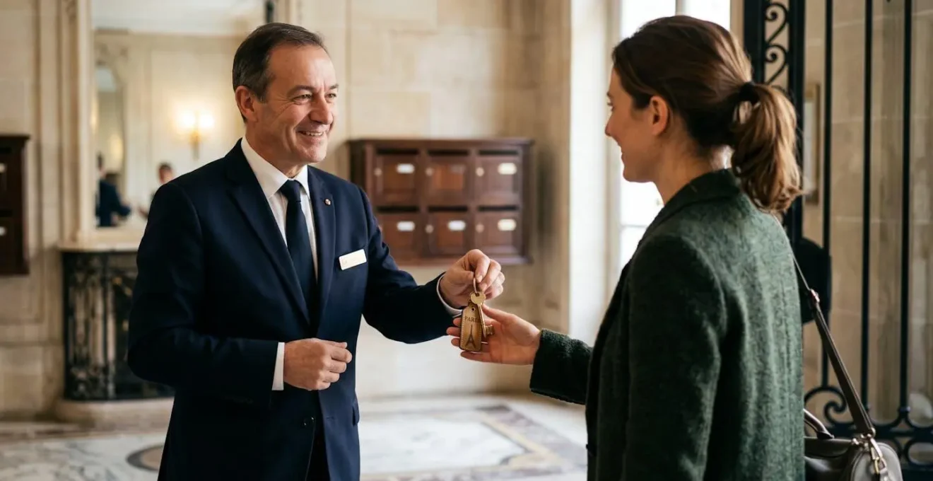 Service de conciergerie parisienne avec système de remise de clés sécurisé