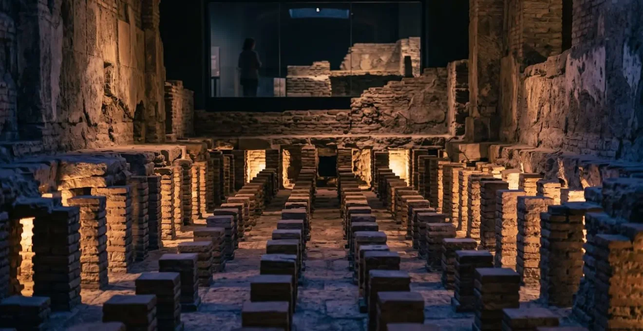 Vestiges des thermes gallo-romains avec système d'hypocauste dans la Crypte archéologique