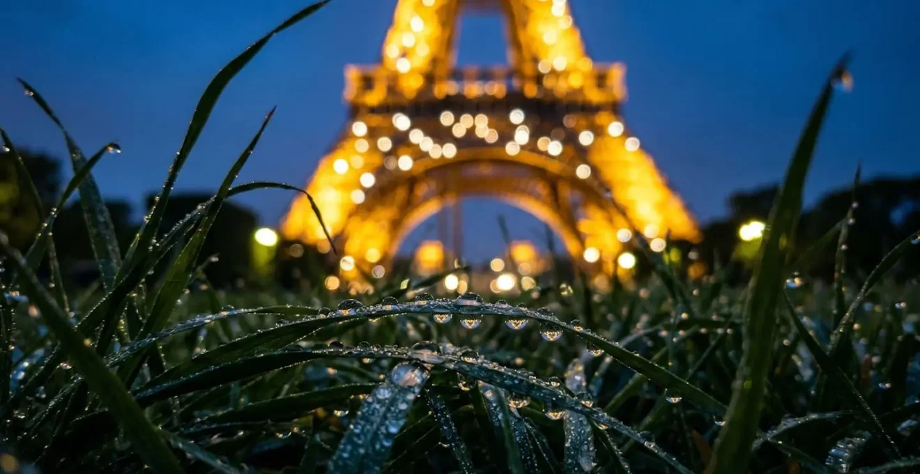 Vue nocturne montrant le contraste d'éclairage entre le côté Trocadéro illuminé et le côté École Militaire plus sombre