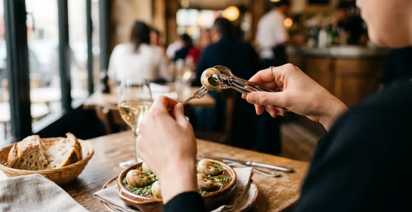 Technique élégante pour déguster des escargots dans un bistrot