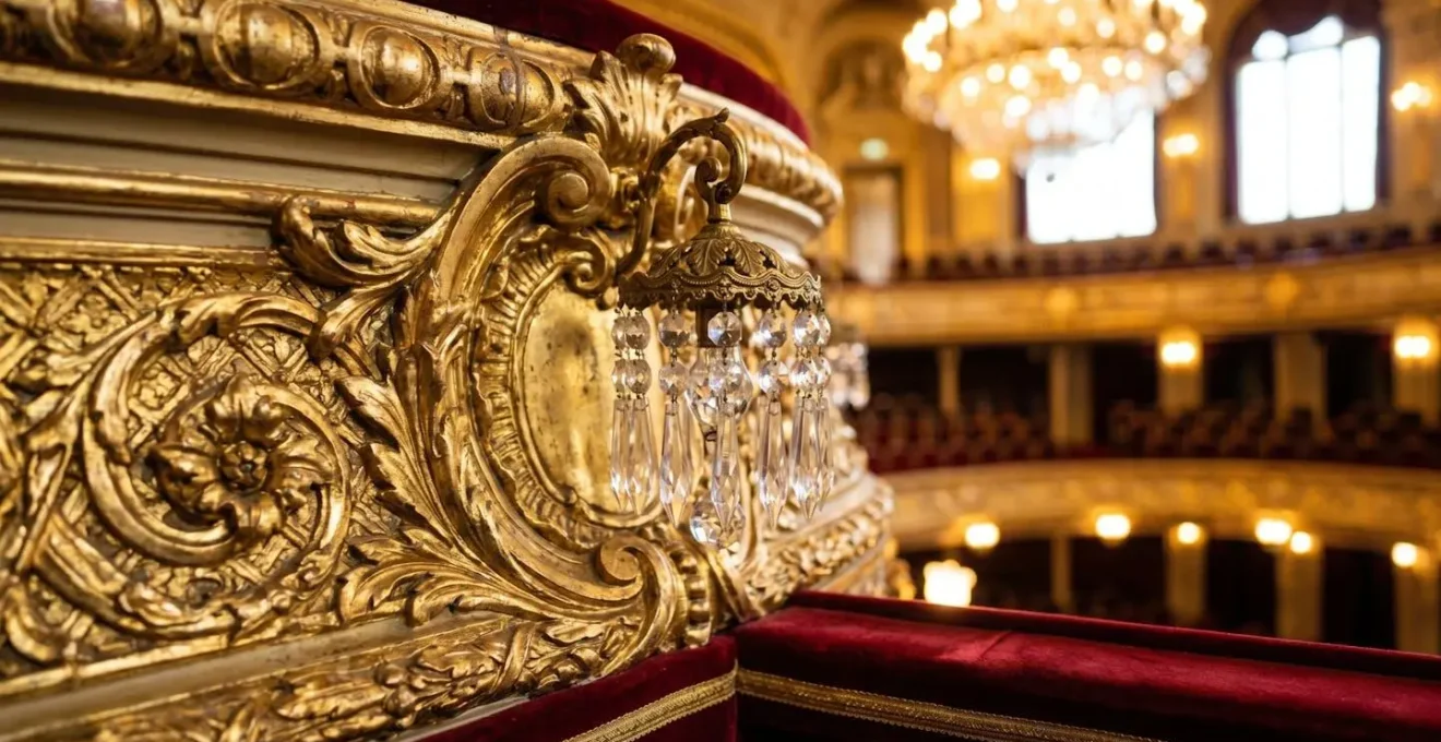 Vue majestueuse de l'intérieur de l'Opéra Garnier avec son lustre monumental et ses dorures